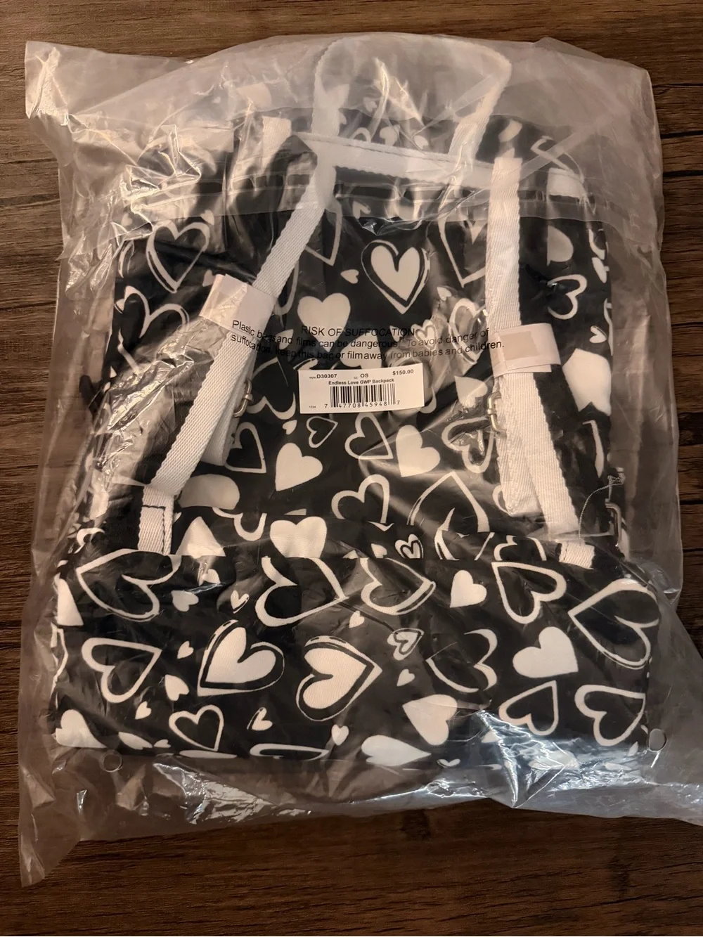 Brighton Black and White Heart Backpack - Brighton